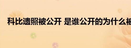 科比遗照被公开 是谁公开的为什么被公开