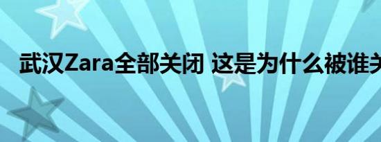 武汉Zara全部关闭 这是为什么被谁关闭的