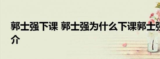 郭士强下课 郭士强为什么下课郭士强资料简介