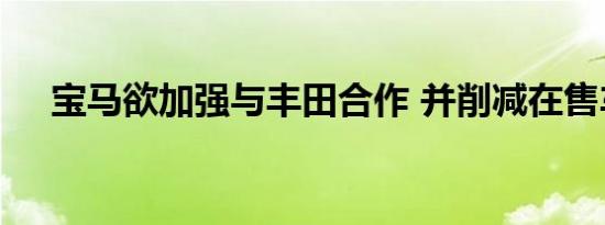 宝马欲加强与丰田合作 并削减在售车型