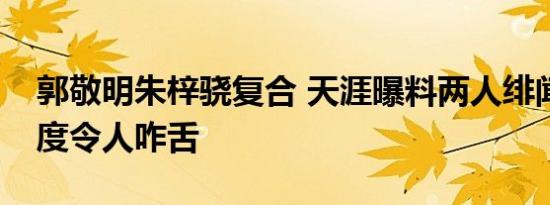 郭敬明朱梓骁复合 天涯曝料两人绯闻劲爆程度令人咋舌