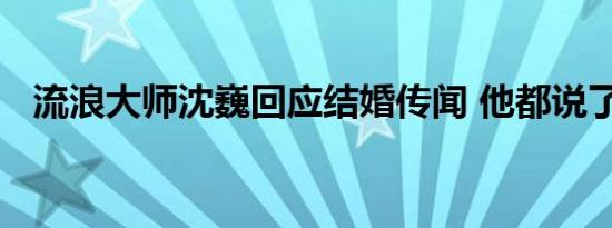 流浪大师沈巍回应结婚传闻 他都说了什么