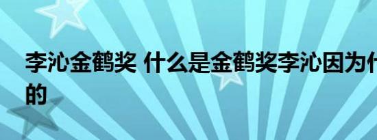 李沁金鹤奖 什么是金鹤奖李沁因为什么获奖的