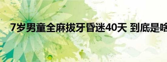 7岁男童全麻拔牙昏迷40天 到底是啥情况