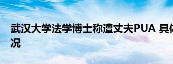 武汉大学法学博士称遭丈夫PUA 具体是啥情况