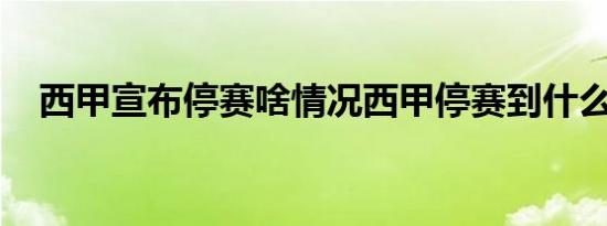 西甲宣布停赛啥情况西甲停赛到什么时候