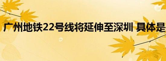 广州地铁22号线将延伸至深圳 具体是啥情况