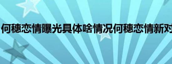 何穗恋情曝光具体啥情况何穗恋情新对象是谁