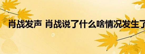 肖战发声 肖战说了什么啥情况发生了什么