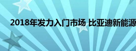 2018年发力入门市场 比亚迪新能源计划