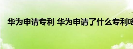 华为申请专利 华为申请了什么专利啥情况