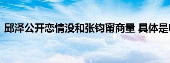 邱泽公开恋情没和张钧甯商量 具体是啥情况