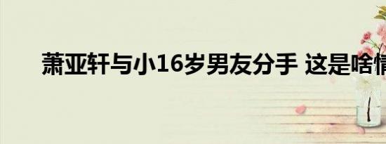 萧亚轩与小16岁男友分手 这是啥情况