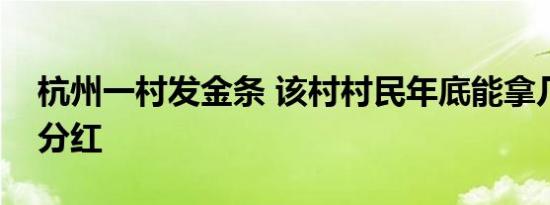 杭州一村发金条 该村村民年底能拿几万元的分红