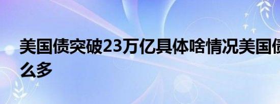 美国债突破23万亿具体啥情况美国债突破这么多