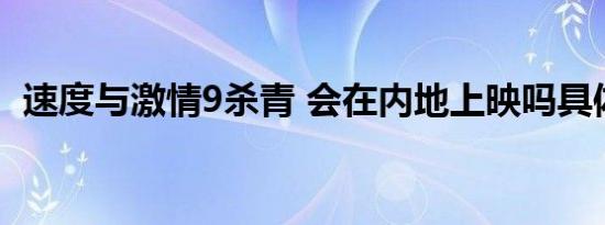 速度与激情9杀青 会在内地上映吗具体时间