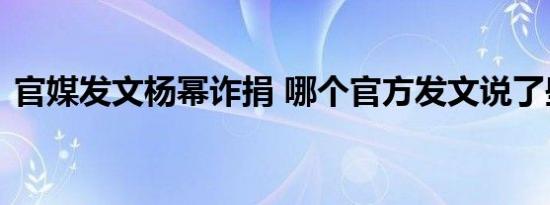 官媒发文杨幂诈捐 哪个官方发文说了些什么