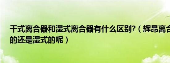 干式离合器和湿式离合器有什么区别?（辉昂离合器是干式的还是湿式的呢）