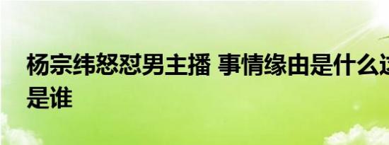 杨宗纬怒怼男主播 事情缘由是什么这位主播是谁