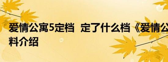 爱情公寓5定档  定了什么档《爱情公寓5》资料介绍