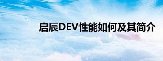 启辰DEV性能如何及其简介