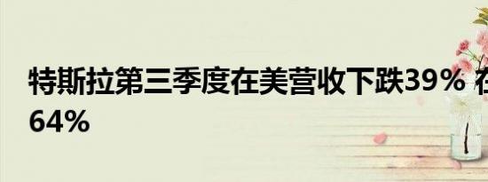 特斯拉第三季度在美营收下跌39% 在华大涨64%