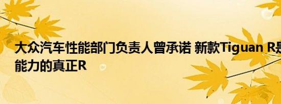 大众汽车性能部门负责人曾承诺 新款Tiguan R是具有赛车能力的真正R