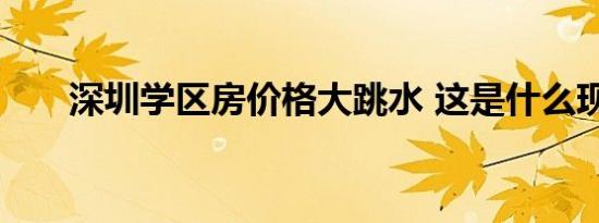 深圳学区房价格大跳水 这是什么现象