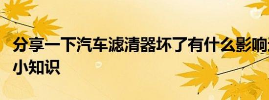 分享一下汽车滤清器坏了有什么影响这方面的小知识