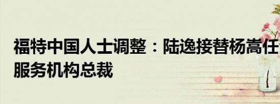 福特中国人士调整：陆逸接替杨嵩任全国销售服务机构总裁