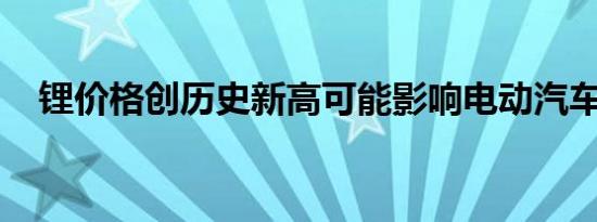 锂价格创历史新高可能影响电动汽车成本