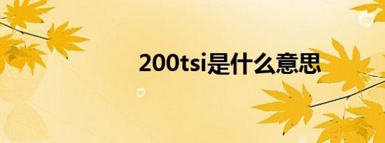 200tsi是什么意思