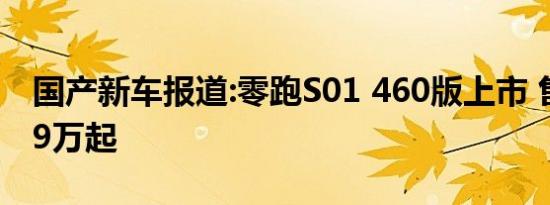 国产新车报道:零跑S01 460版上市 售价12.99万起