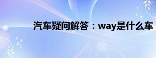 汽车疑问解答：way是什么车