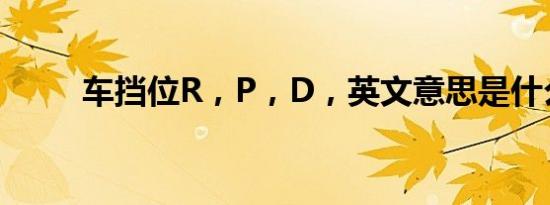 车挡位R，P，D，英文意思是什么