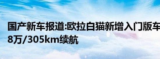 国产新车报道:欧拉白猫新增入门版车型 售7.18万/305km续航