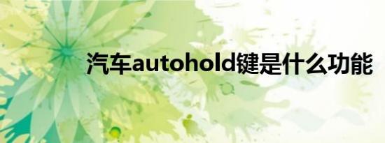 汽车autohold键是什么功能