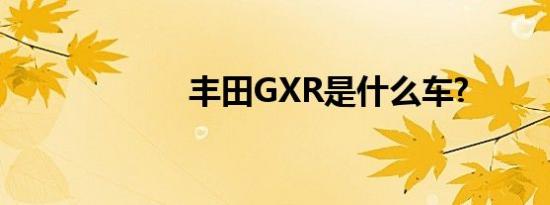 丰田GXR是什么车?