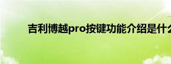 吉利博越pro按键功能介绍是什么