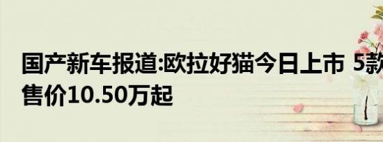 国产新车报道:欧拉好猫今日上市 5款车型/预售价10.50万起