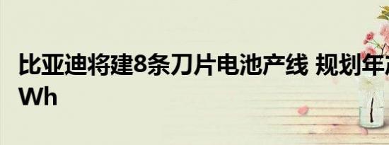 比亚迪将建8条刀片电池产线 规划年产能20GWh