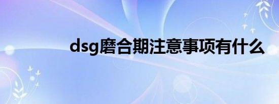 dsg磨合期注意事项有什么