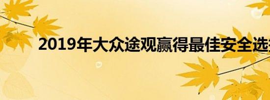 2019年大众途观赢得最佳安全选择