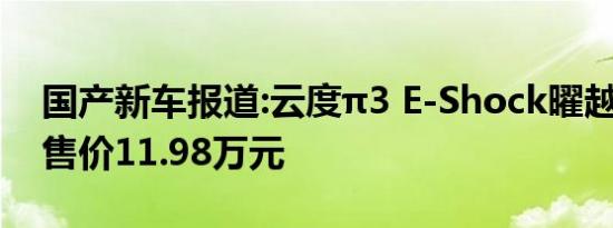 国产新车报道:云度π3 E-Shock曜越版上市 售价11.98万元