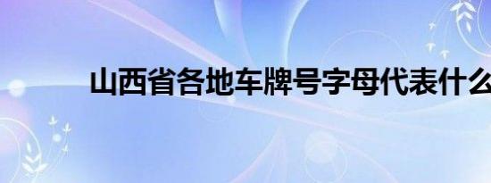 山西省各地车牌号字母代表什么