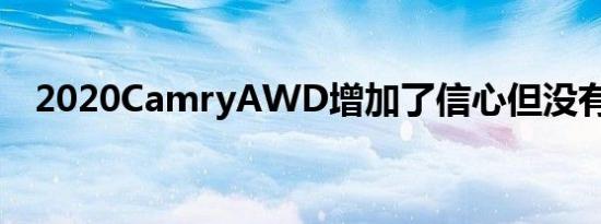 2020CamryAWD增加了信心但没有表现