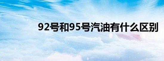 92号和95号汽油有什么区别