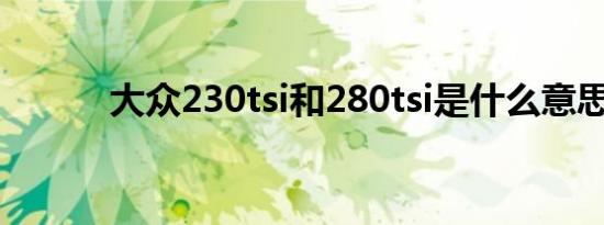 大众230tsi和280tsi是什么意思