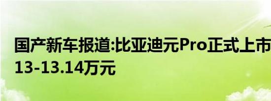 国产新车报道:比亚迪元Pro正式上市 售价12.13-13.14万元