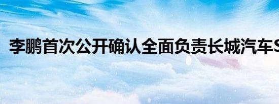 李鹏首次公开确认全面负责长城汽车SL项目